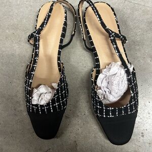 Elegant Black and White Women's Slingback Shoes